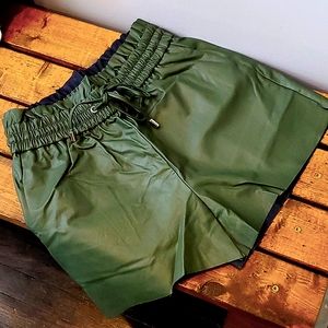 Sexy ZENANA Sage Green Vegan Leather Shorts
